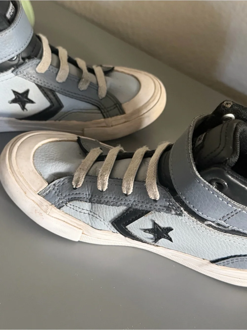 Converse All-Star Leather Kids' High-Top Sneakers in Smoky Blue and Black US 13